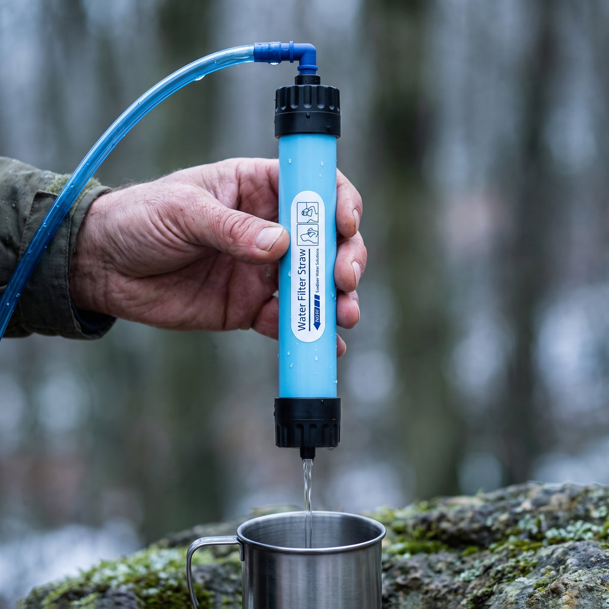 Reserve-Filterkern, gefiltertes Wasser tritt am unteren Ende aus